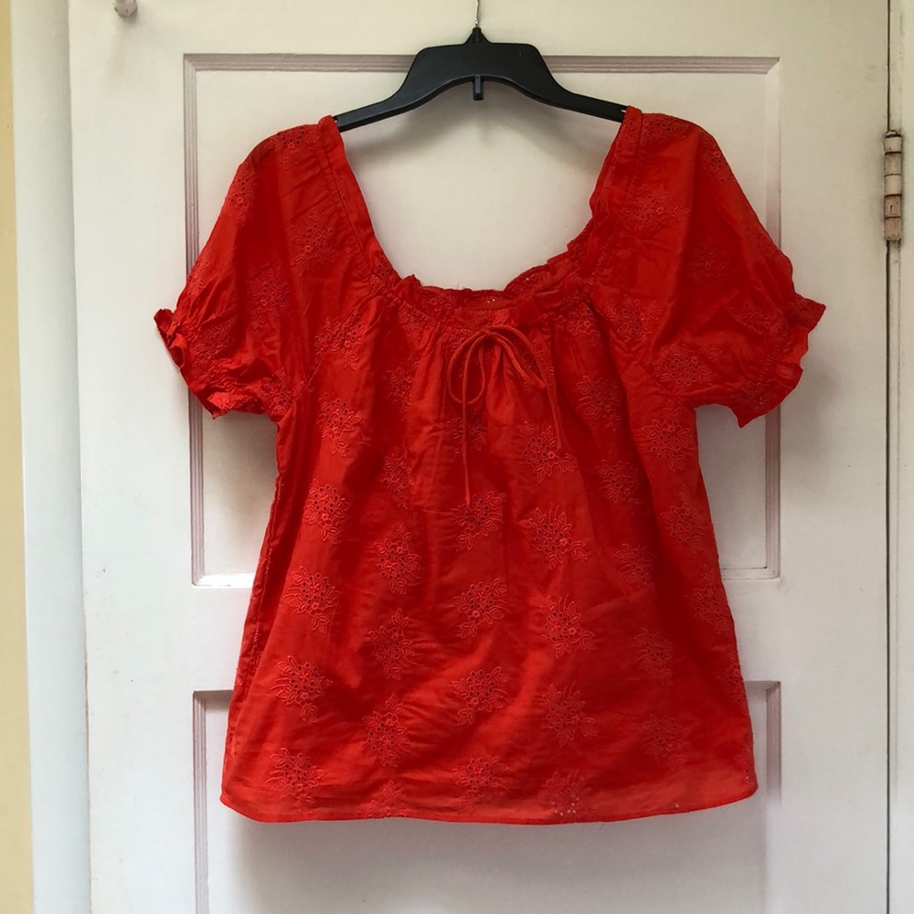 J Crew Square-neck top with embroidered eyelet AN408